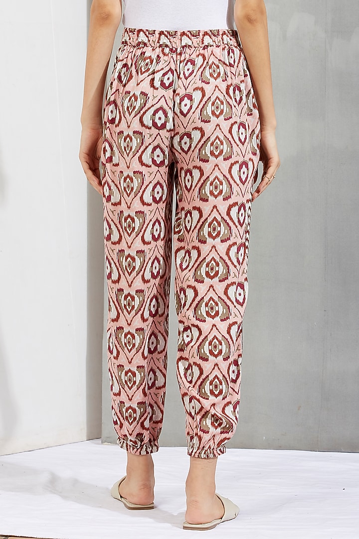 Brown Printed & Embroidered Tie-Up Pants by Kavita Bhartia at Pernia's Pop Up Shop