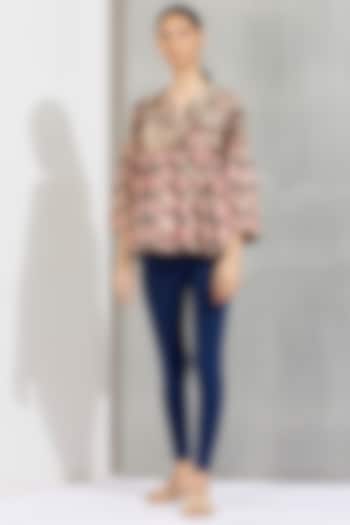 Brown Printed & Embroidered Top by Kavita Bhartia at Pernia's Pop Up Shop