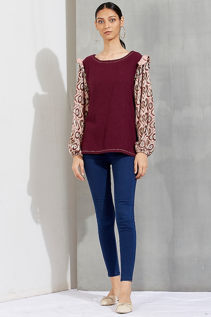 Brown Printed Top by Kavita Bhartia at Pernia's Pop Up Shop