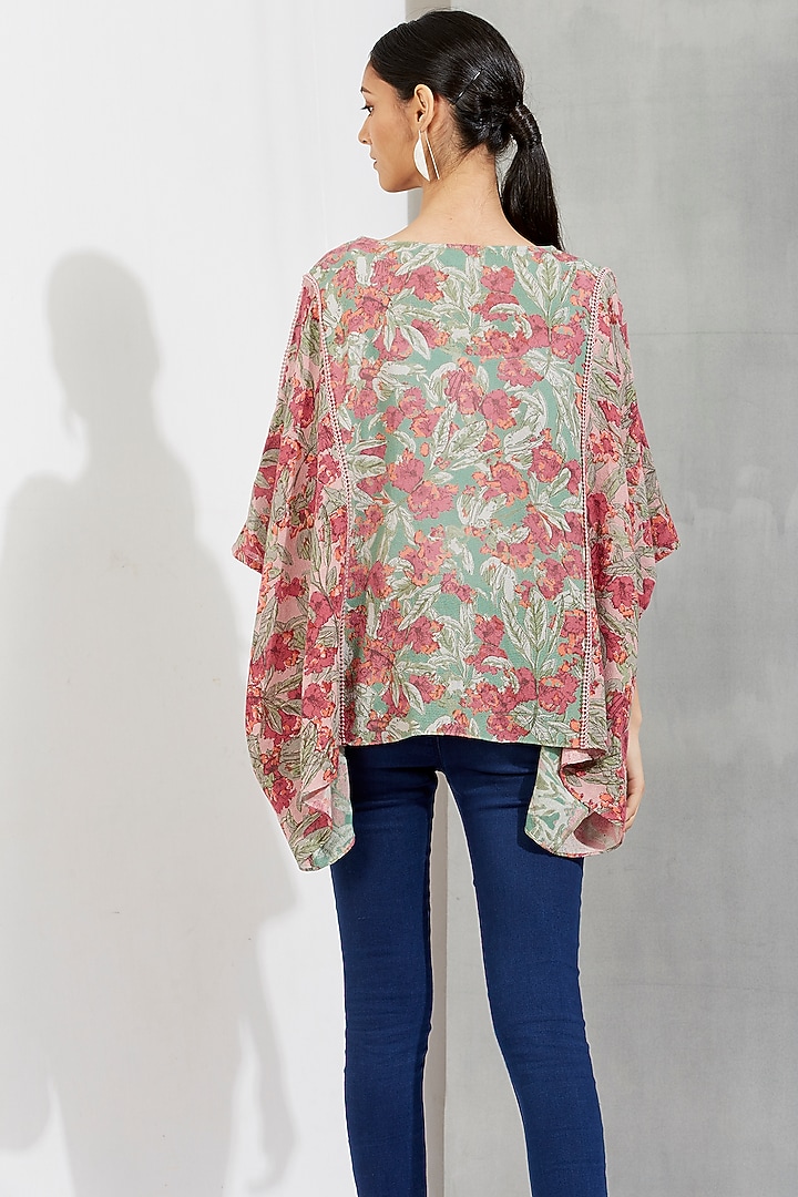 Nude Printed Kimono Top by Kavita Bhartia at Pernia's Pop Up Shop
