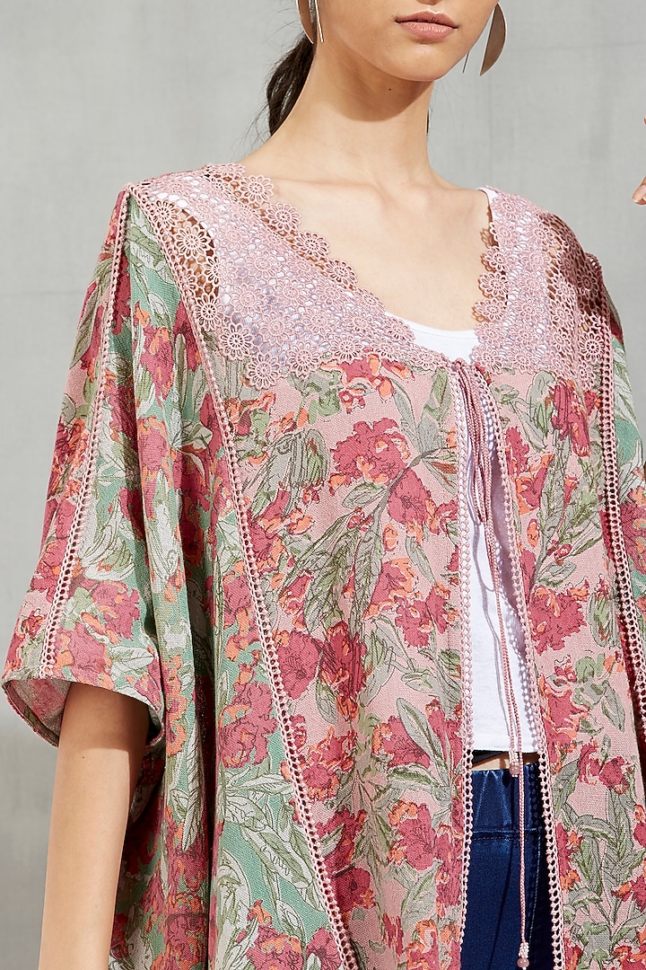 Nude Printed Kimono Top by Kavita Bhartia at Pernia's Pop Up Shop