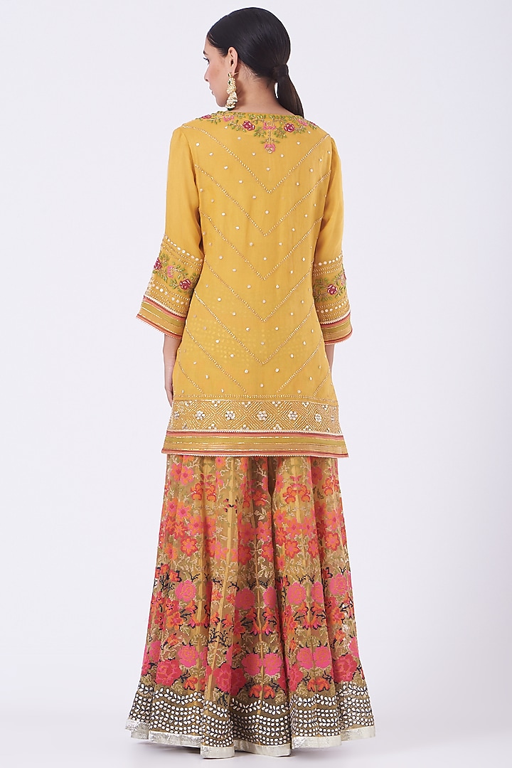 Merigold Yellow Hand Embroidered Bridal Sharara Set by Kavita Bhartia at Pernia's Pop Up Shop