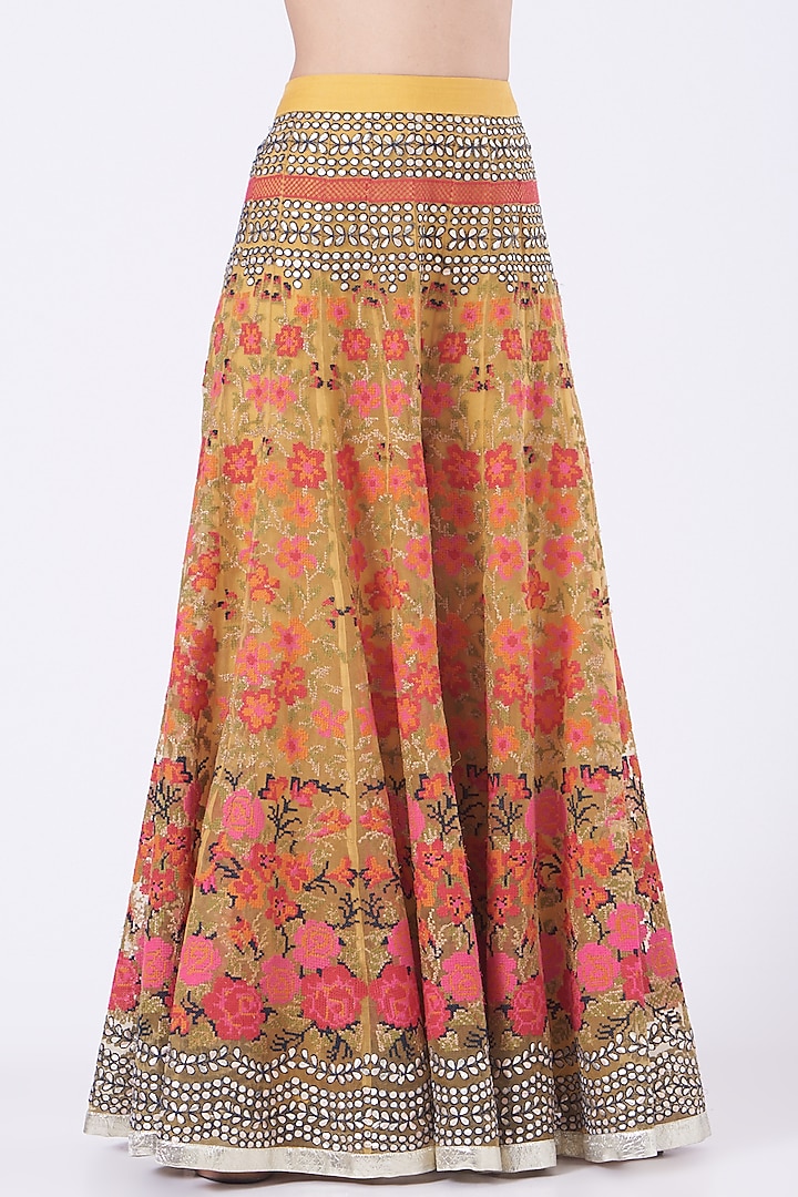 Merigold Yellow Hand Embroidered Bridal Sharara Set by Kavita Bhartia at Pernia's Pop Up Shop