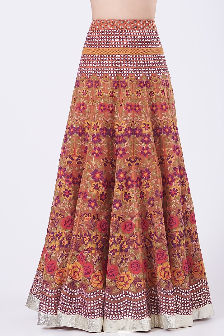 Rust Red Embroidered Wedding Lehenga Set by Kavita Bhartia at Pernia's Pop Up Shop