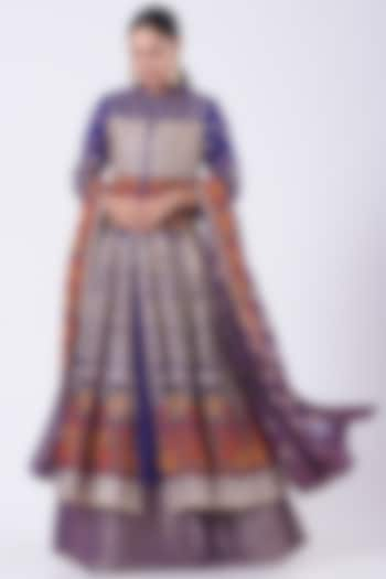 Clear Purple Silk Organza Jacket Anarkali Set by Kavita Bhartia at Pernia's Pop Up Shop