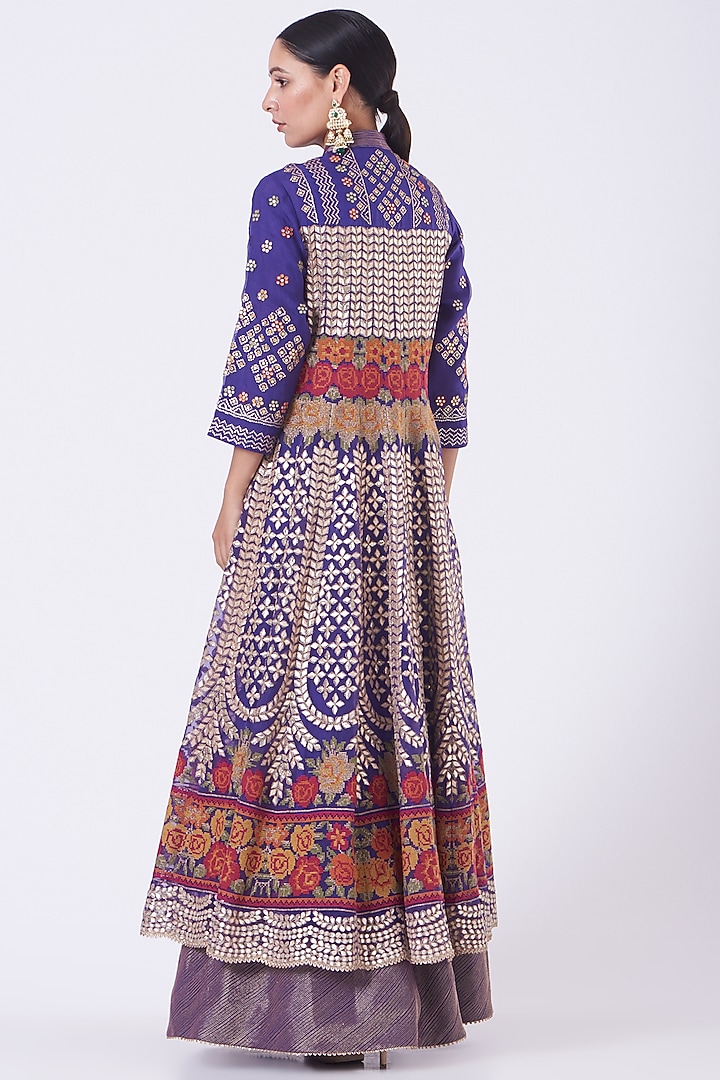 Clear Purple Silk Organza Jacket Bridal Anarkali Set by Kavita Bhartia at Pernia's Pop Up Shop
