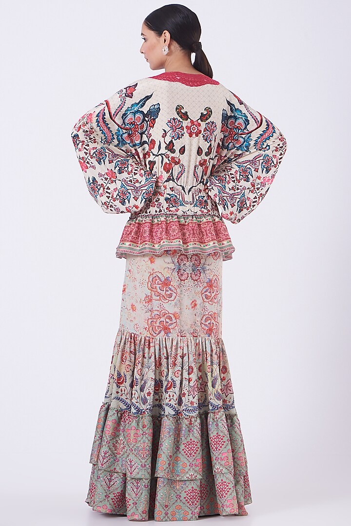 Ivory Chintz Printed Tiered Maxi Vacation Dress by Kavita Bhartia at Pernia's Pop Up Shop