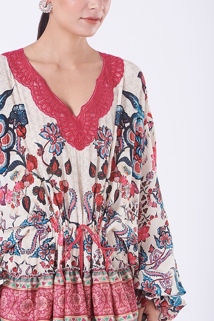 Ivory Chintz Printed Tiered Maxi Vacation Dress by Kavita Bhartia at Pernia's Pop Up Shop