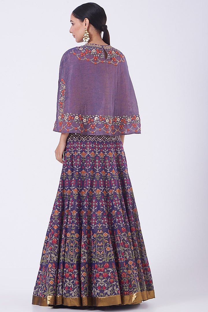 Dull Purple Embroidered Skirt Set by Kavita Bhartia at Pernia's Pop Up Shop