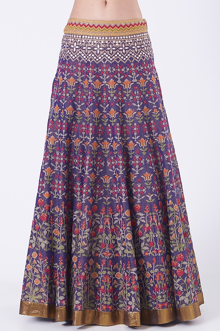 Dull Purple Embroidered Skirt Set by Kavita Bhartia at Pernia's Pop Up Shop