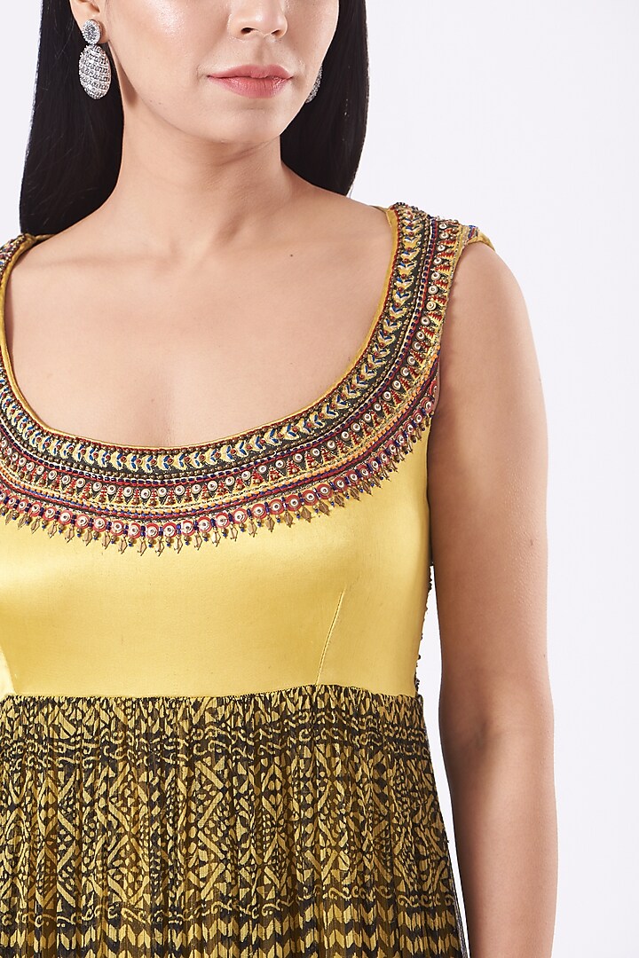Yellow Embellished Tiered Mini Cocktail Dress by Kavita Bhartia at Pernia's Pop Up Shop