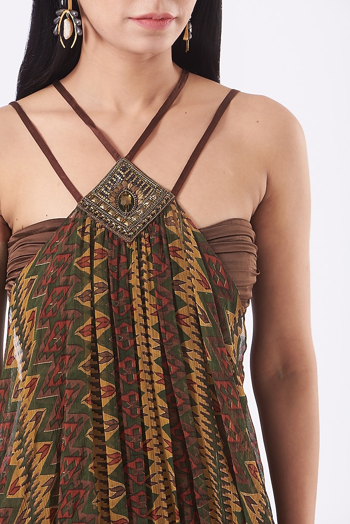 Chocolate Brown Embellished Maxi Cocktail Dress by Kavita Bhartia at Pernia's Pop Up Shop