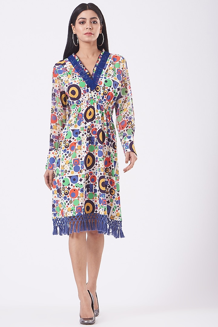 Multi-Colored Printed Summer Dress by Kavita Bhartia at Pernia's Pop Up Shop