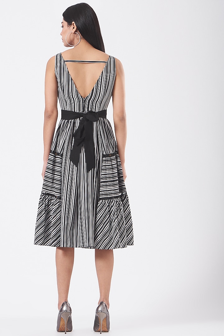 Black & White Striped Paneled Summer Dress by Kavita Bhartia at Pernia's Pop Up Shop