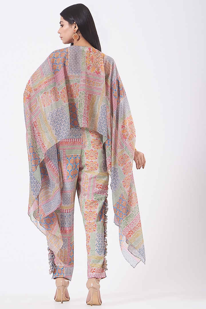 Multi-Colored Crepe Printed Ruffled Pant Set by Kavita Bhartia at Pernia's Pop Up Shop