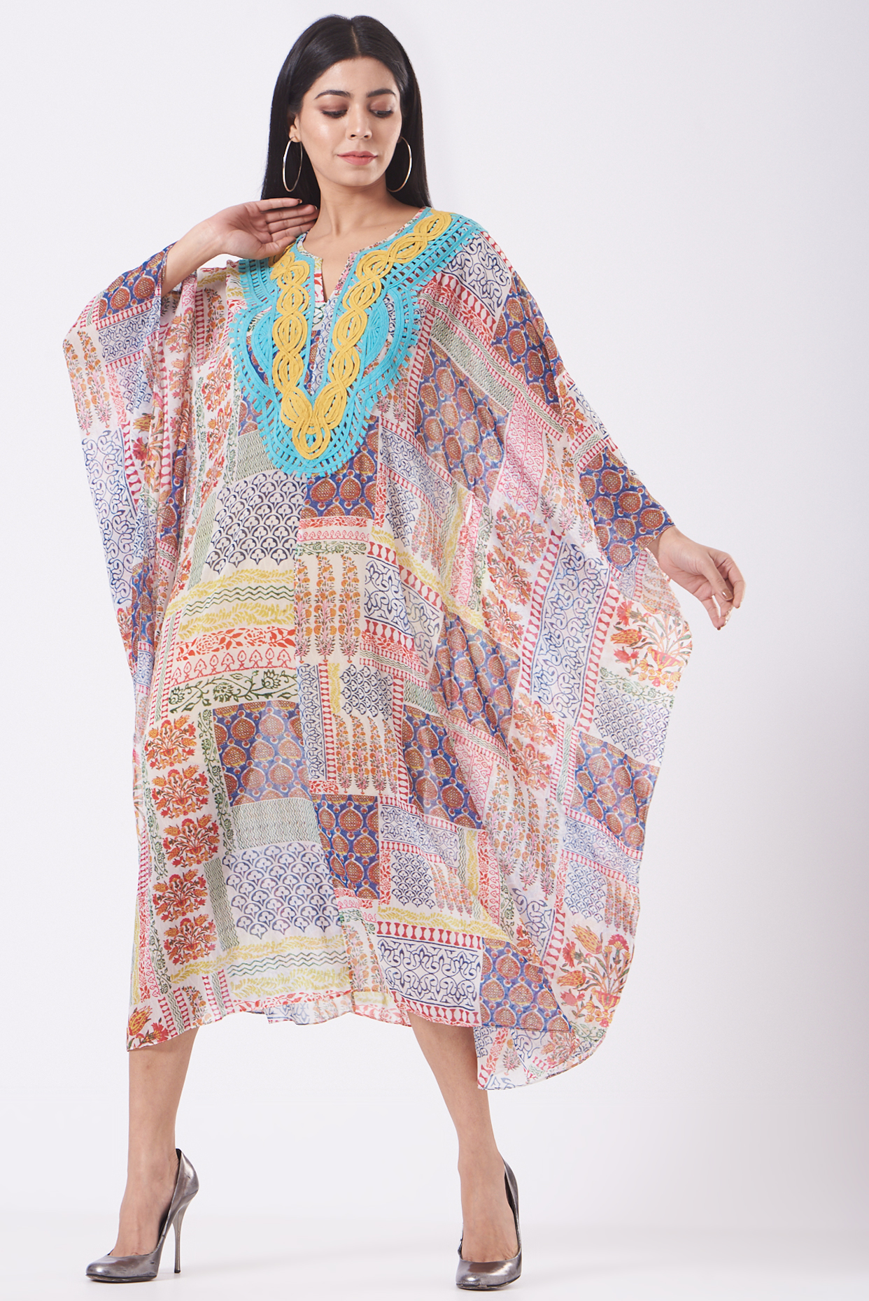 Multi-Colored Printed Poncho Top by Kavita Bhartia at Pernia's Pop Up Shop