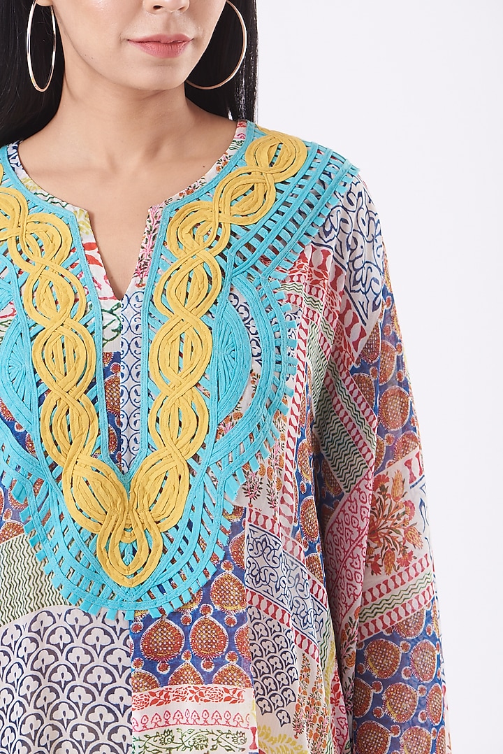 Multi-Colored Printed Poncho Top by Kavita Bhartia at Pernia's Pop Up Shop