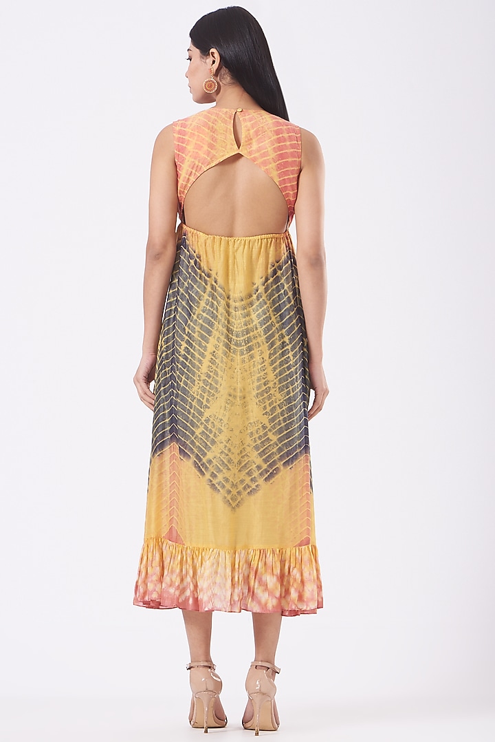 Multi-Colored Modal Silk TIe & Dye A-Line Summer Dress by Kavita Bhartia at Pernia's Pop Up Shop