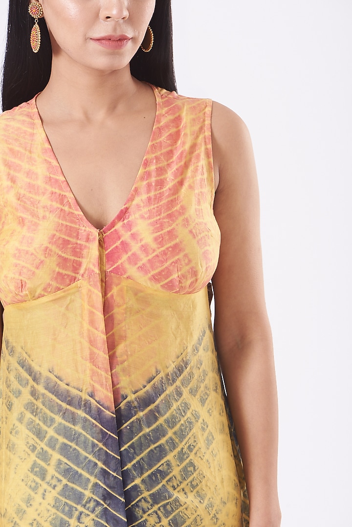 Multi-Colored Modal Silk TIe & Dye A-Line Summer Dress by Kavita Bhartia at Pernia's Pop Up Shop