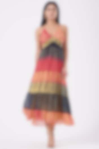 Multi-Colored Smock Tiered Dress by Kavita Bhartia
