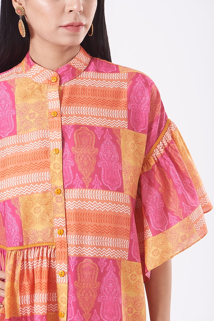 Coral Printed Summer Shirt Dress by Kavita Bhartia at Pernia's Pop Up Shop