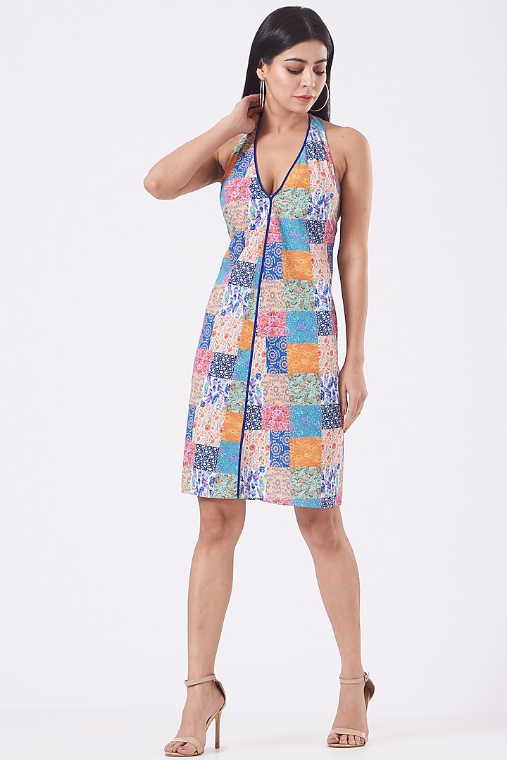 Multi-Colored Crepe Mini Dress by Kavita Bhartia at Pernia's Pop Up Shop