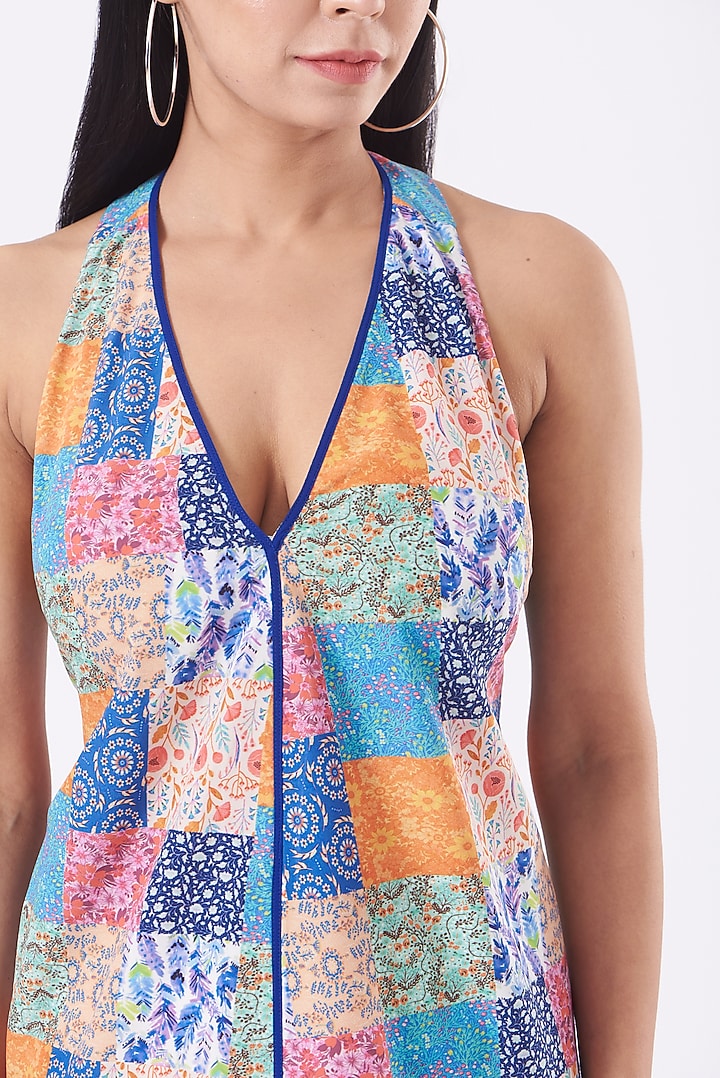 Multi-Colored Crepe Mini Vacation Dress by Kavita Bhartia at Pernia's Pop Up Shop