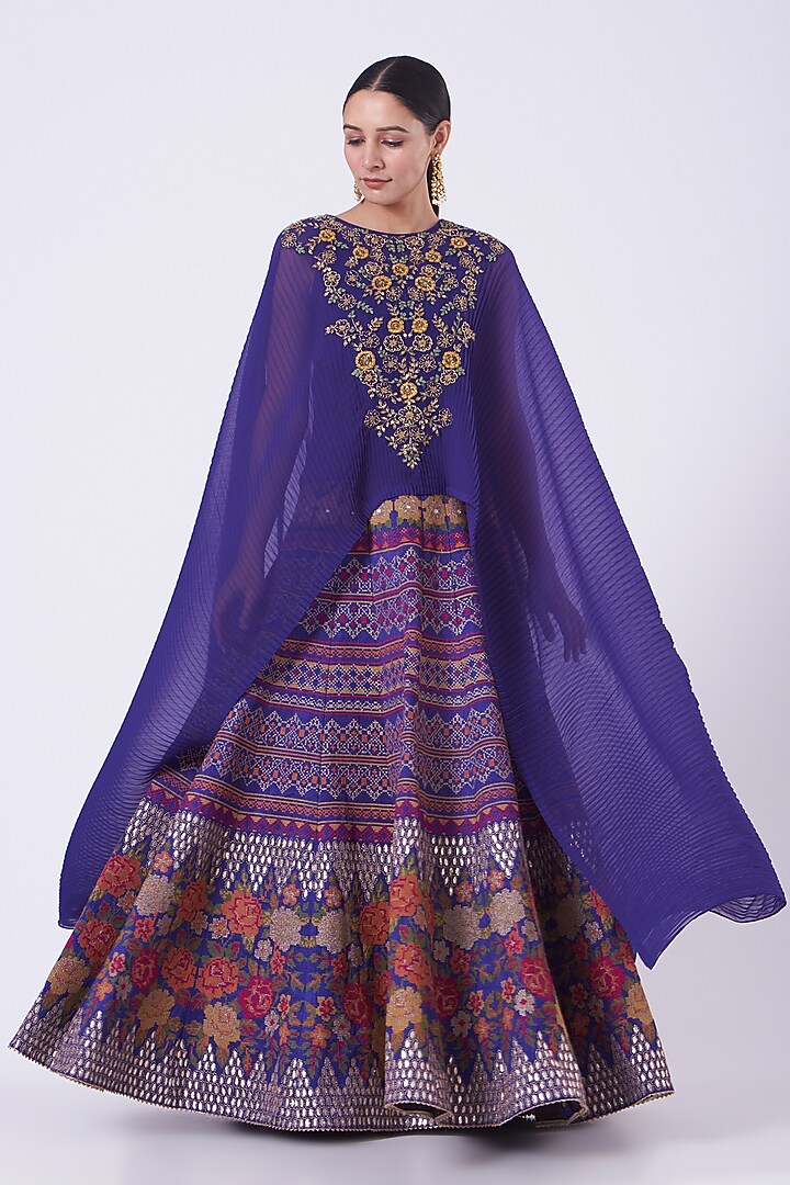 Clear Purple Embroidered Skirt Set by Kavita Bhartia at Pernia's Pop Up Shop