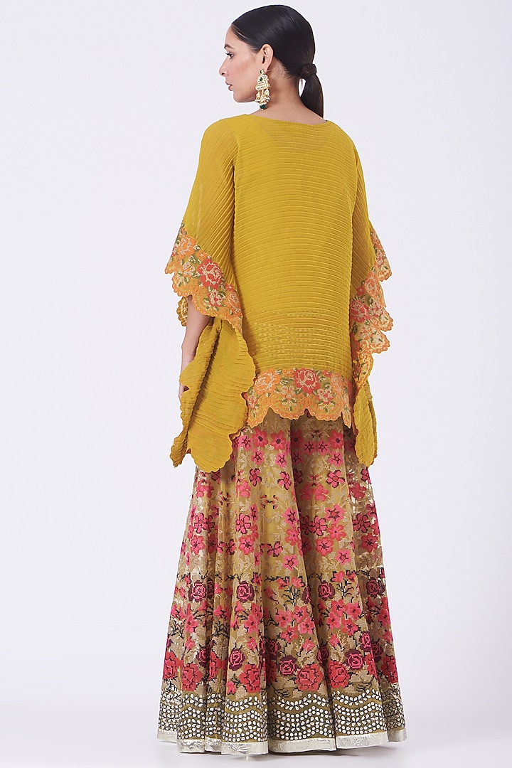 Ochre Embroidered Wedding Sharara Set by Kavita Bhartia at Pernia's Pop Up Shop