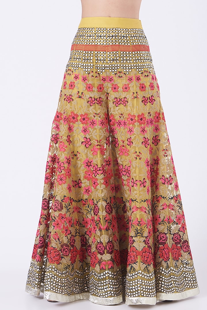 Ochre Embroidered Wedding Sharara Set by Kavita Bhartia at Pernia's Pop Up Shop