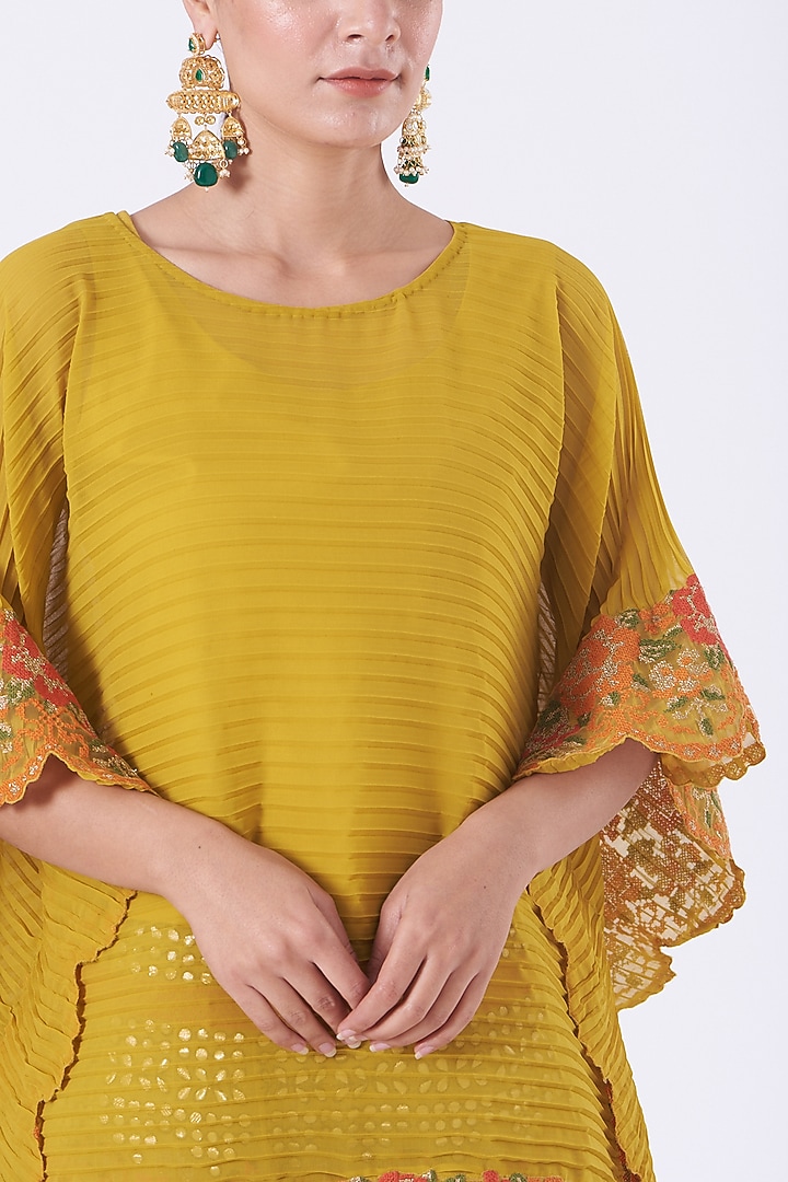 Ochre Embroidered Wedding Sharara Set by Kavita Bhartia at Pernia's Pop Up Shop