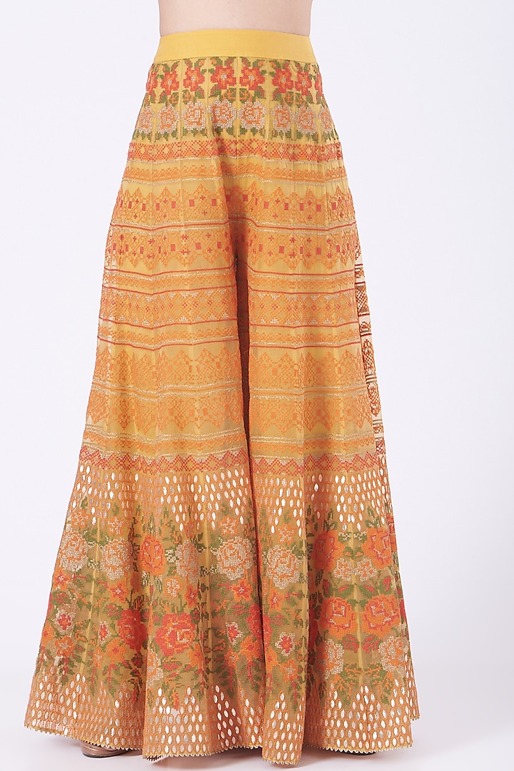 Marigold Yellow Silk Organza Bridal Sharara Set by Kavita Bhartia at Pernia's Pop Up Shop