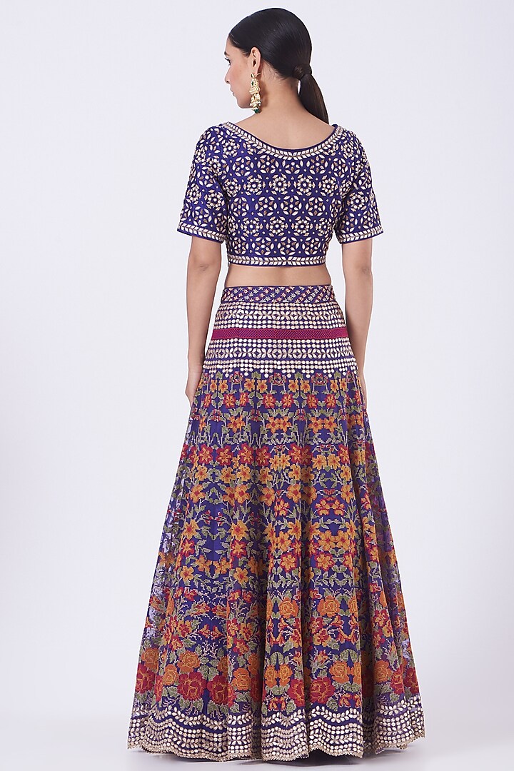 Clear Purple Embroidered Wedding Lehenga Set by Kavita Bhartia at Pernia's Pop Up Shop