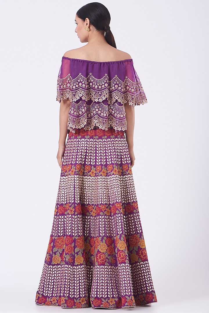 Plum Purple Embroidered Skirt Set by Kavita Bhartia at Pernia's Pop Up Shop
