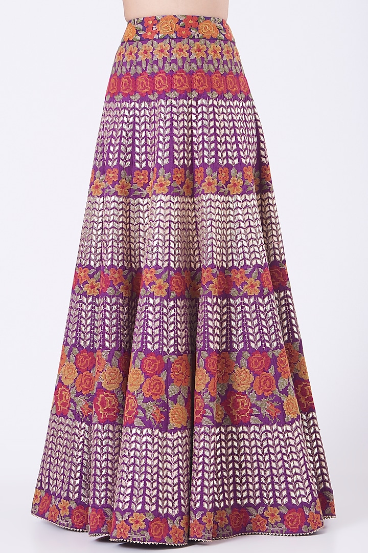 Plum Purple Embroidered Skirt Set by Kavita Bhartia at Pernia's Pop Up Shop