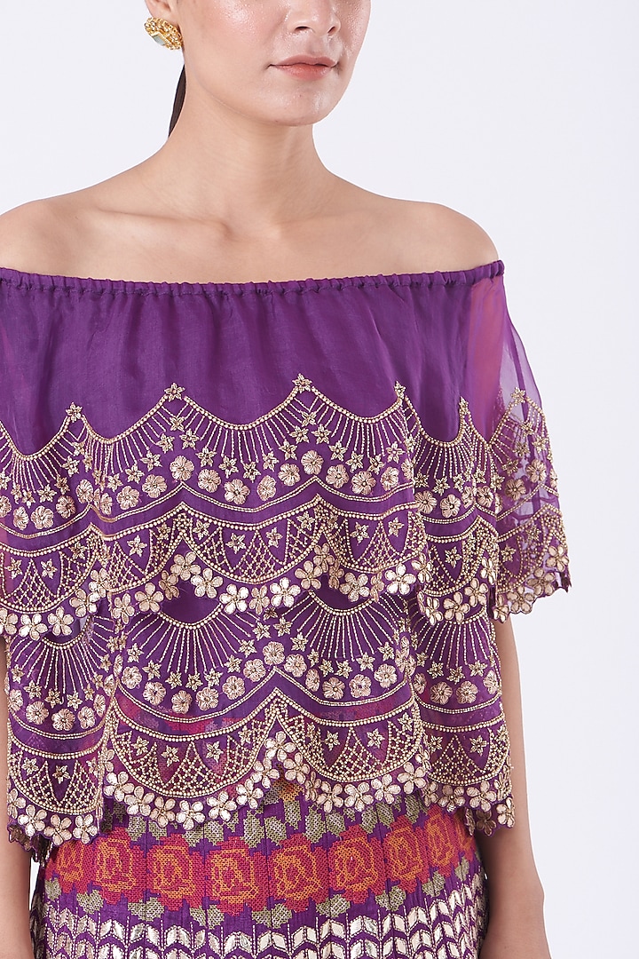 Plum Purple Embroidered Skirt Set by Kavita Bhartia at Pernia's Pop Up Shop
