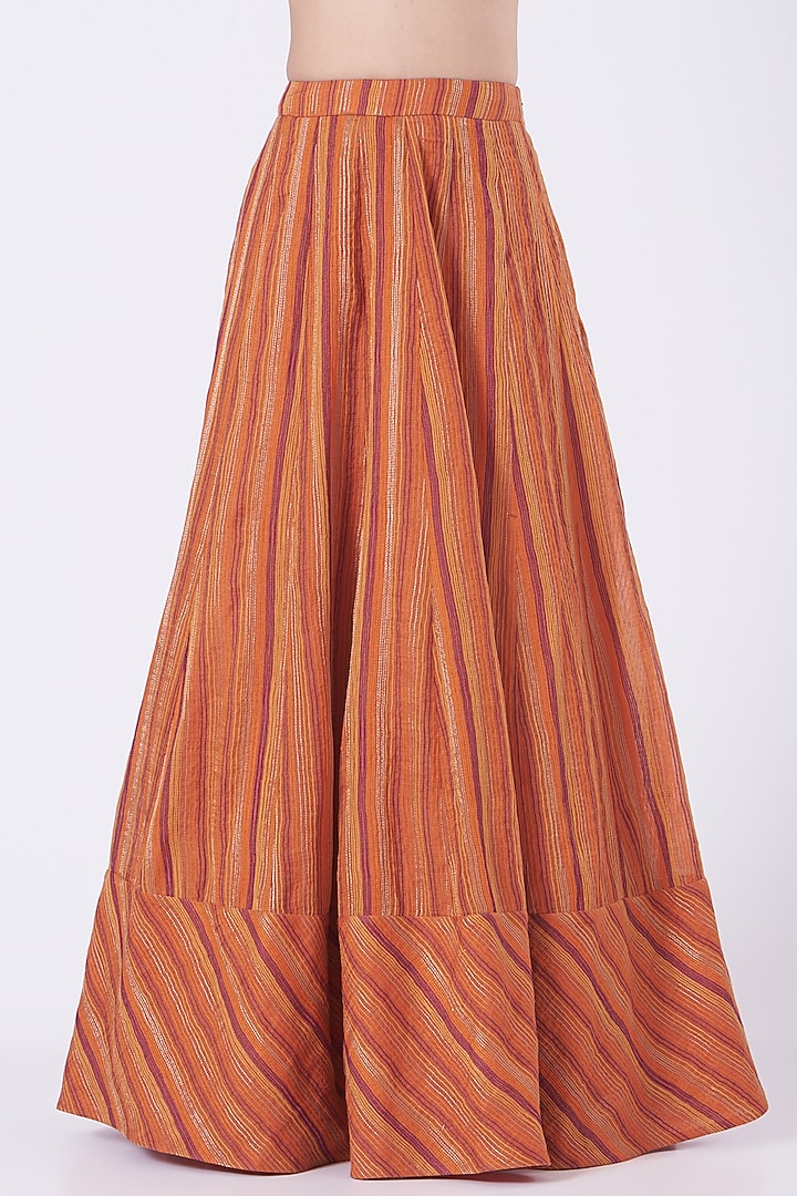 Rust Orange Tissue Chanderi Skirt Set by Kavita Bhartia at Pernia's Pop Up Shop