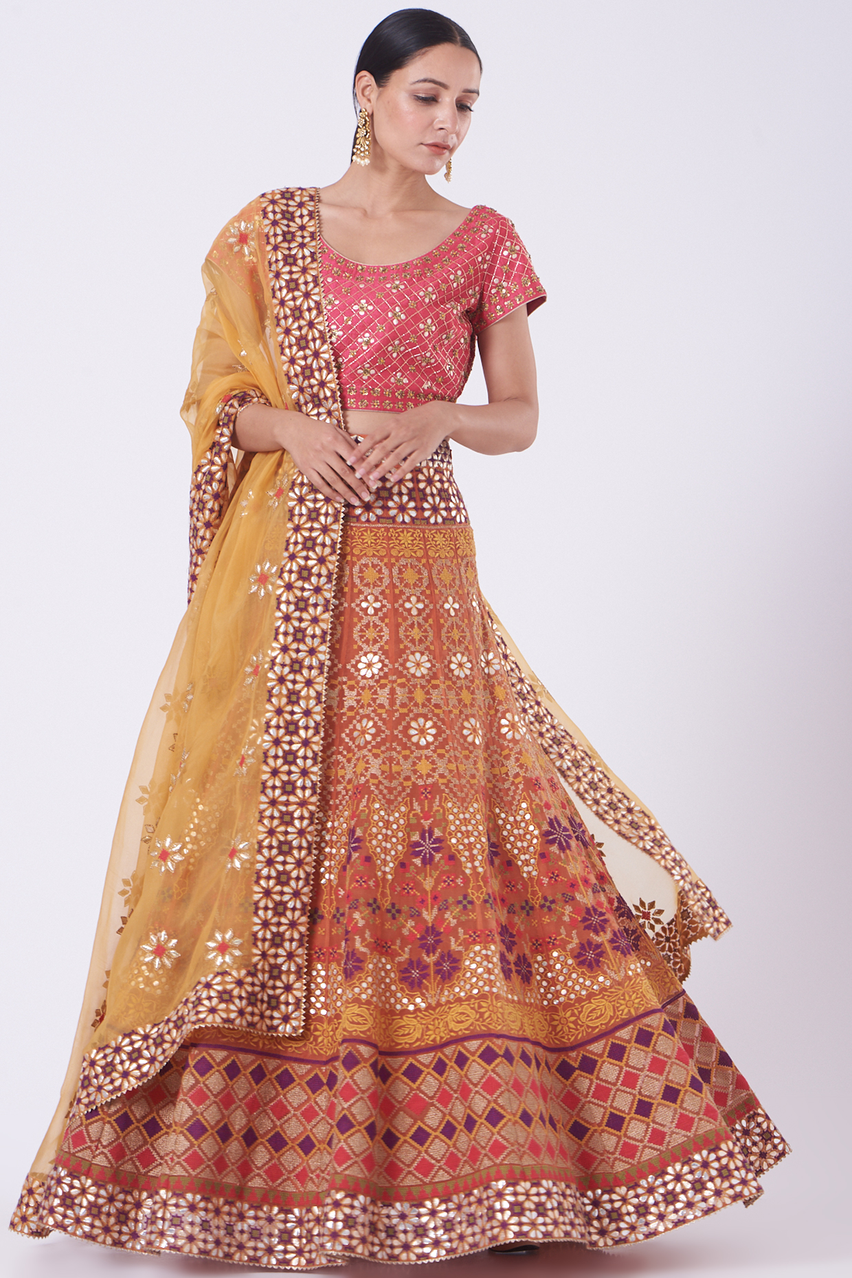 Multi-Colored Embroidered Wedding Lehenga Set by Kavita Bhartia at Pernia's Pop Up Shop