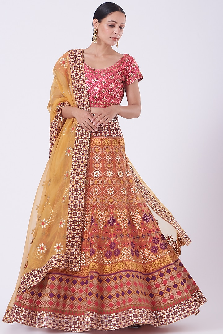Multi-Colored Embroidered Wedding Lehenga Set by Kavita Bhartia at Pernia's Pop Up Shop
