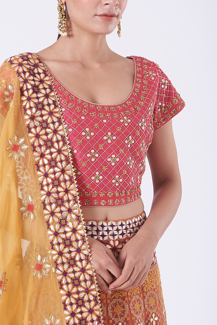 Multi-Colored Embroidered Wedding Lehenga Set by Kavita Bhartia at Pernia's Pop Up Shop