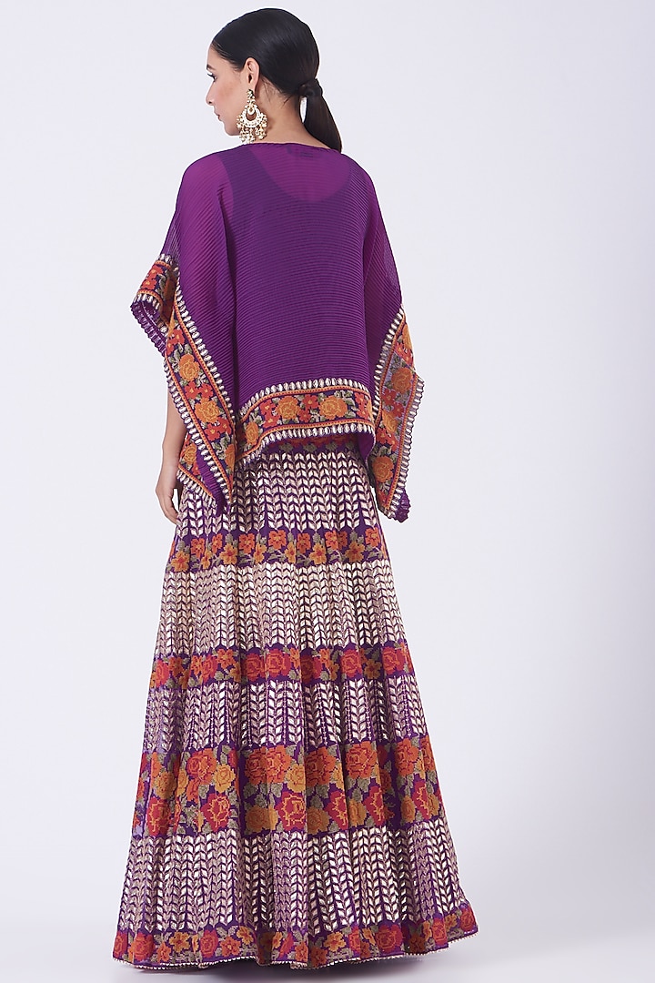 Cadmium Violet Embroidered Skirt Set by Kavita Bhartia at Pernia's Pop Up Shop