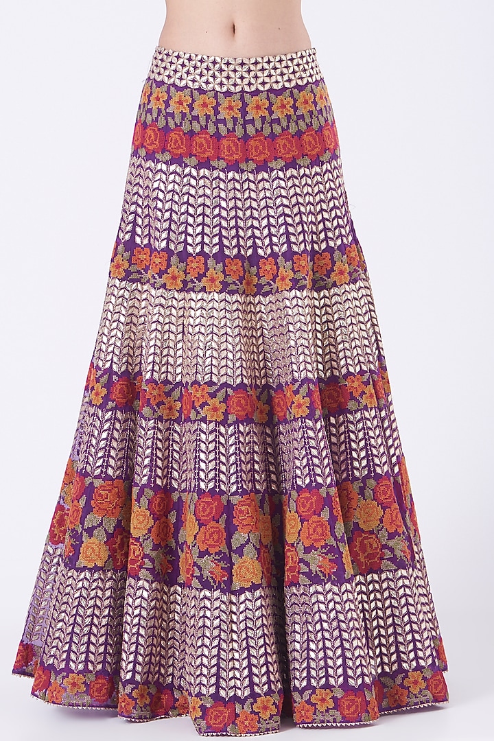 Cadmium Violet Embroidered Skirt Set by Kavita Bhartia at Pernia's Pop Up Shop