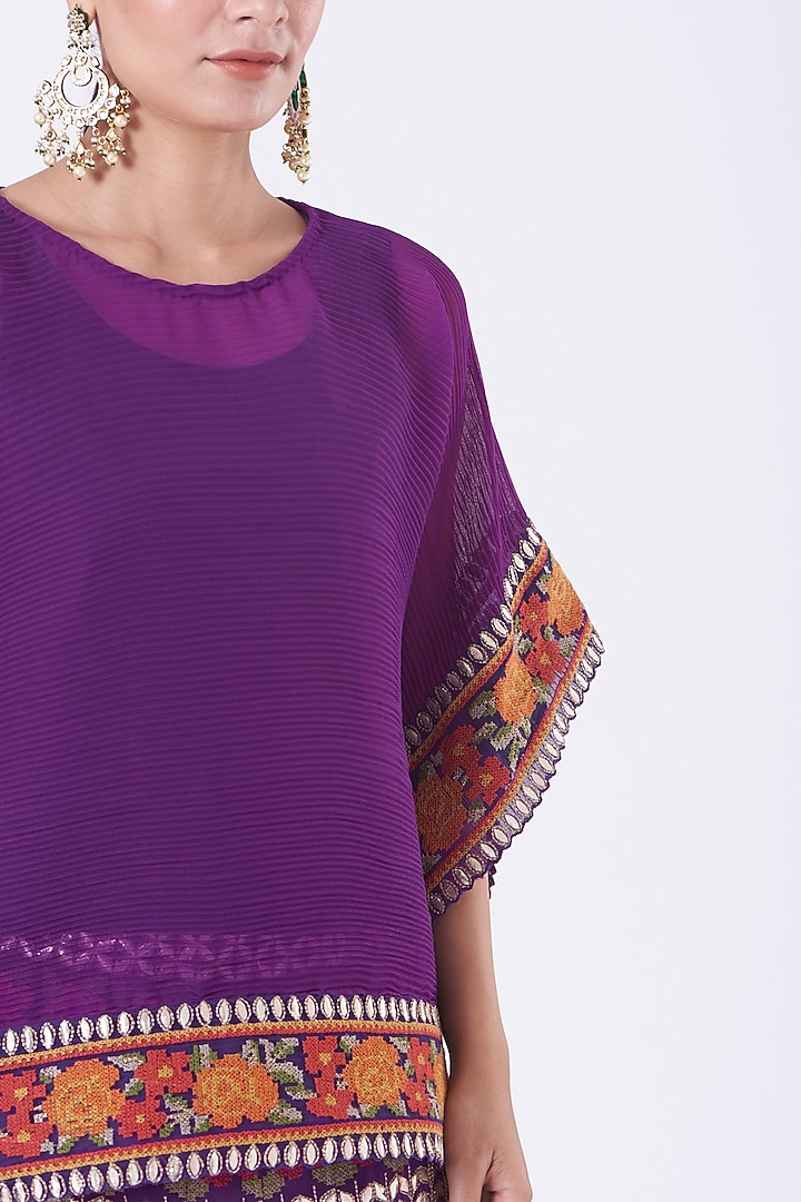 Cadmium Violet Embroidered Skirt Set by Kavita Bhartia at Pernia's Pop Up Shop