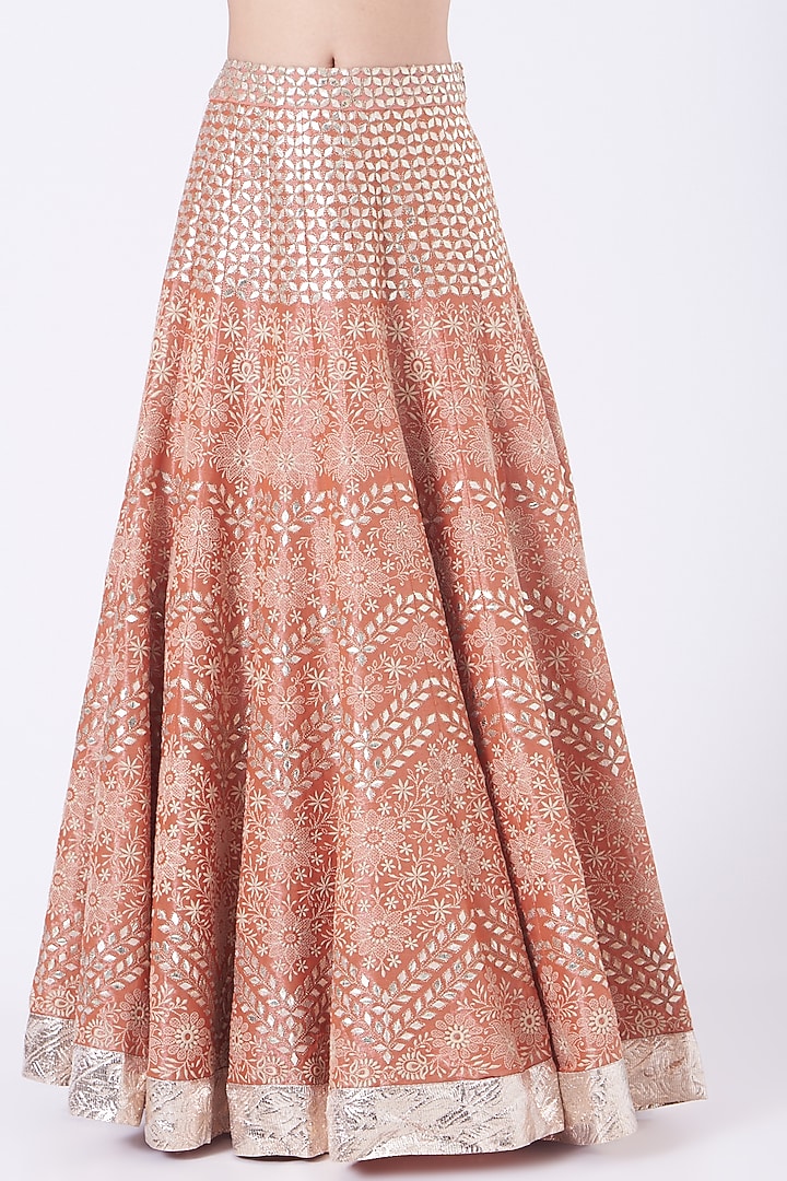 Rust Orange Embroidered Skirt Set by Kavita Bhartia at Pernia's Pop Up Shop