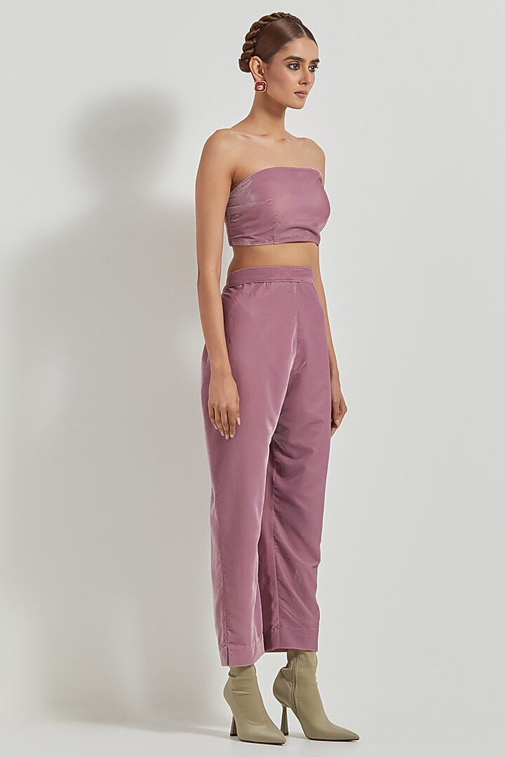 Lavender Velvet Embroidered Co-Ord Set by Kavita Bhartia at Pernia's Pop Up Shop