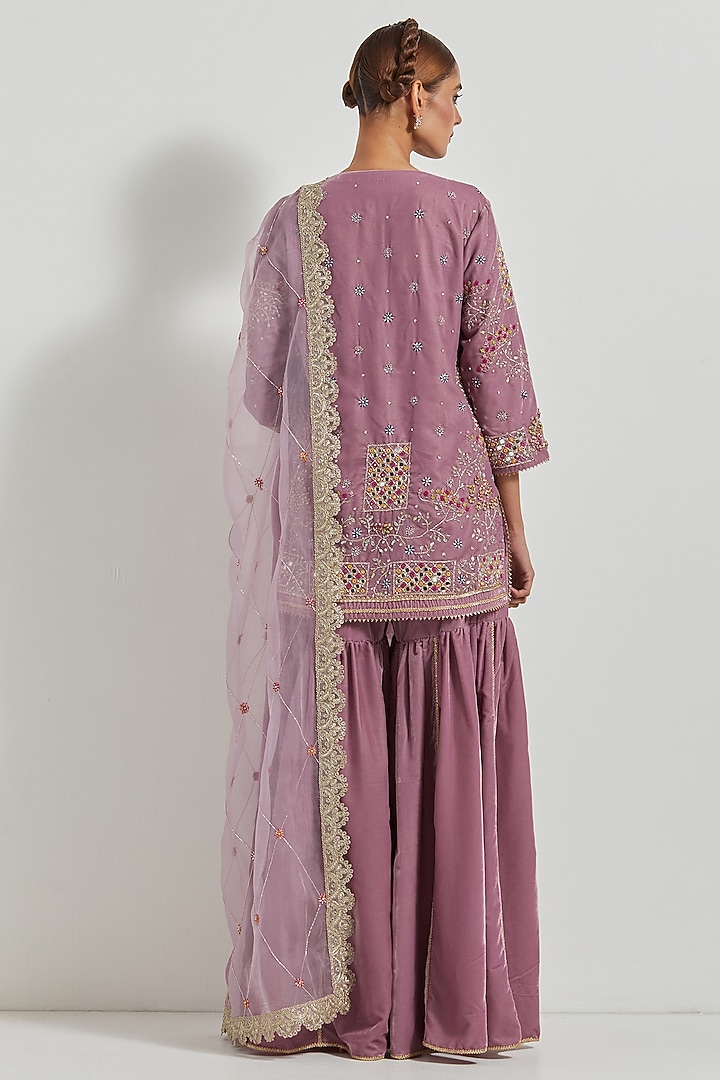Lavender Velvet Wedding Sharara Set by Kavita Bhartia at Pernia's Pop Up Shop