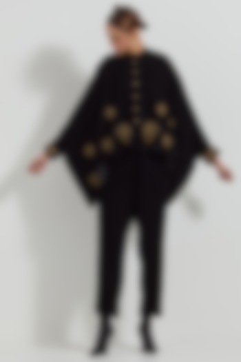 Black Velvet Zardosi & Floral Embellished Co-Ord Set by Kavita Bhartia at Pernia's Pop Up Shop