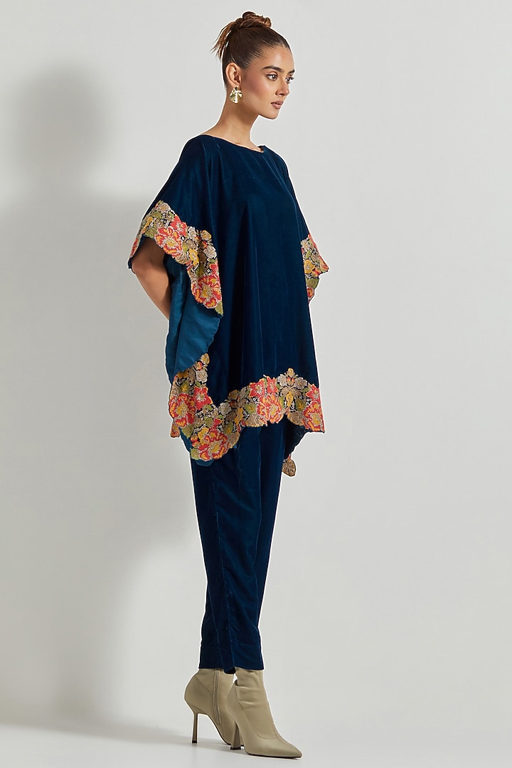 Teal Velvet Co-Ord Set by Kavita Bhartia at Pernia's Pop Up Shop