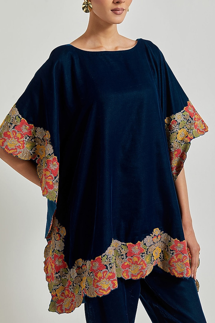 Teal Velvet Co-Ord Set by Kavita Bhartia at Pernia's Pop Up Shop
