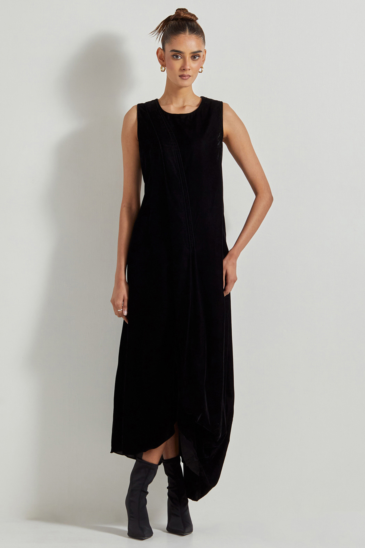 Black Velvet Maxi Dress by Kavita Bhartia at Pernia's Pop Up Shop